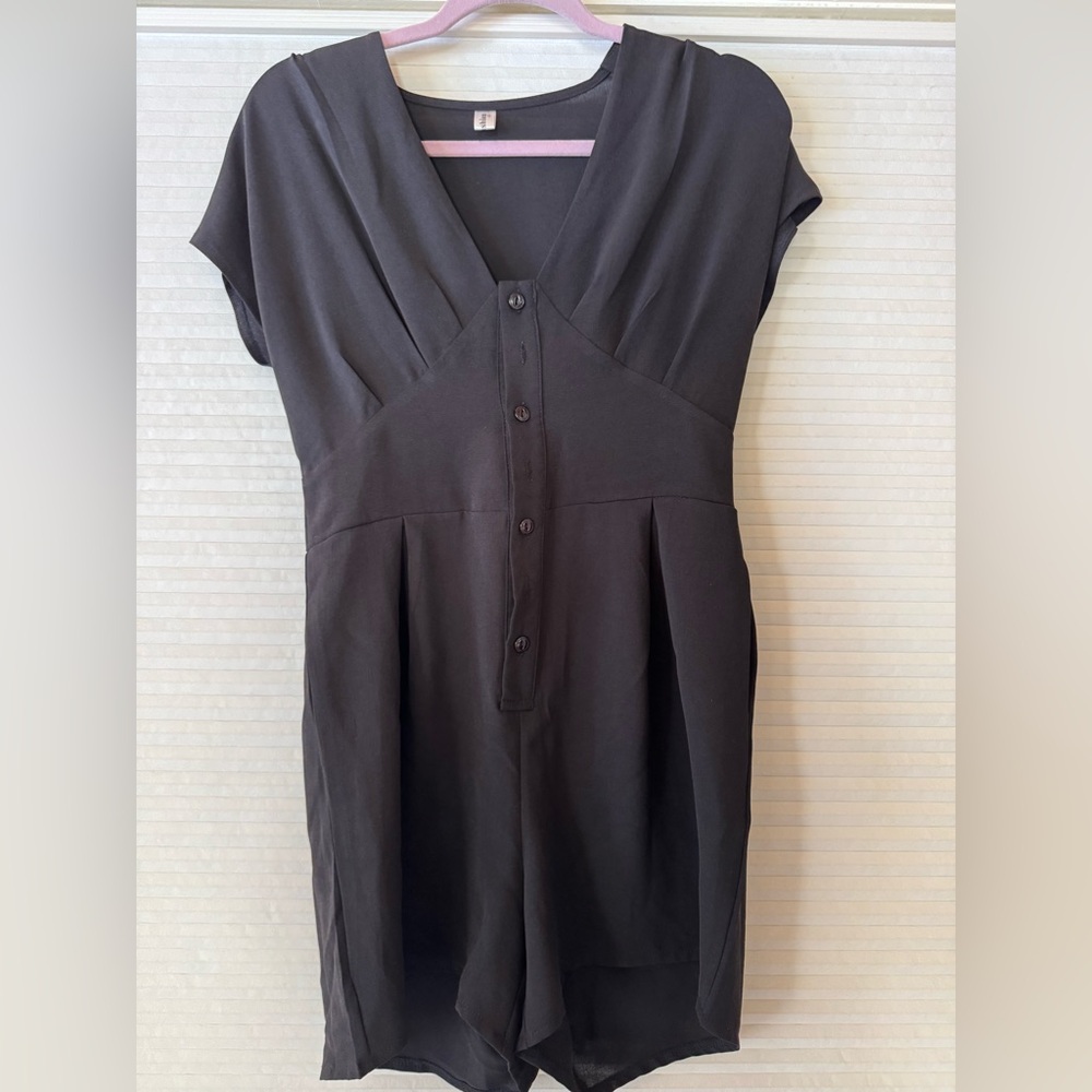 Black Button-Up Romper